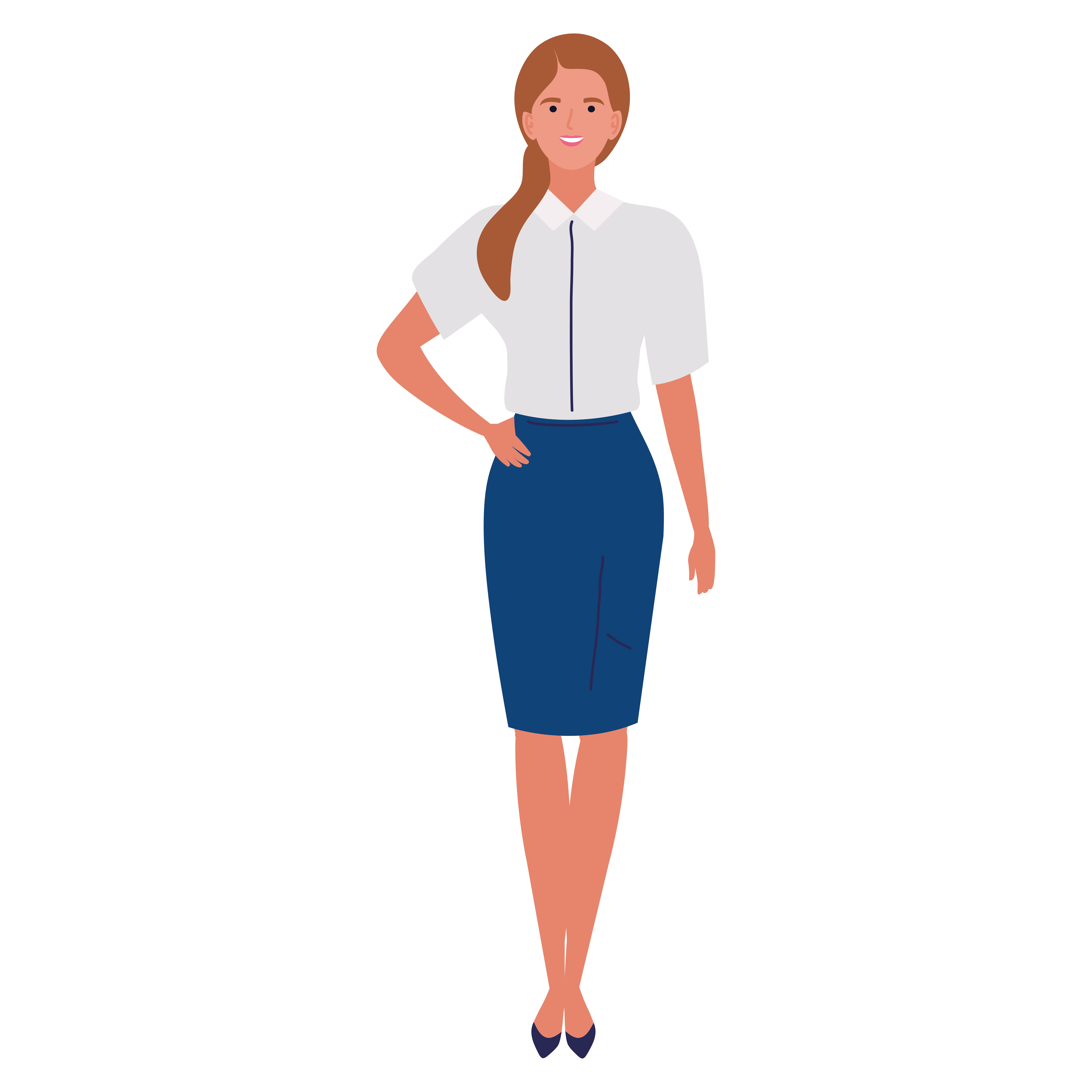 elegant business woman standing isolated icon